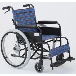 自走/介助折りたたみ車椅子 アミー22/ターコイズブルー(青) アルミ製 持ち手付き 【MIWA】 ミワ MW-22AII 商品写真1
