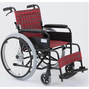 自走/介助折りたたみ車椅子 アミー22/ルビーレッド(赤) アルミ製 持ち手付き 【MIWA】 ミワ MW-22AII 商品写真1