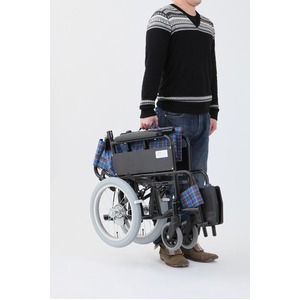 介助式折りたたみ車椅子 アミー16/ターコイズブルー(青) アルミ製 持ち手付き 【MIWA】 ミワ MW-16A 商品写真3