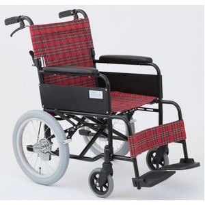 介助式折りたたみ車椅子 アミー16/ルビーレッド(赤) アルミ製 持ち手付き 【MIWA】 ミワ MW-16A 商品写真1