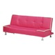ソファーベッド 【シングルサイズ】 PVCレザー(合皮) ピンク 【完成品 開梱設置】 - 縮小画像1