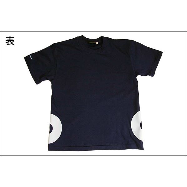 戦国武将Tシャツ 【加藤清正 桔梗紋】 XSサイズ 半袖 綿100% ネイビー(紺) 〔Uネック おもしろ〕