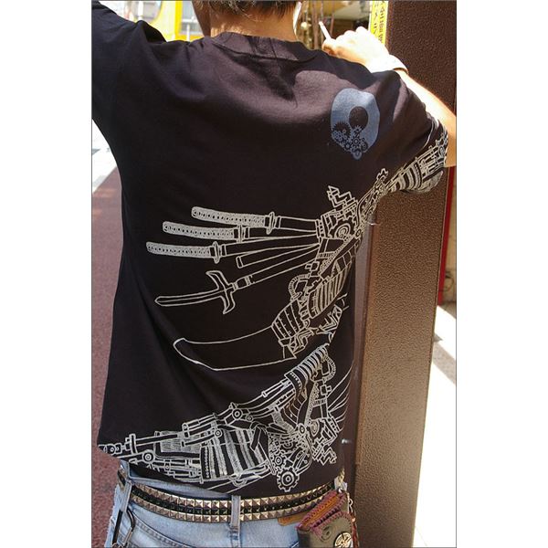 戦国武将Tシャツ 【加藤清正】 XSサイズ 半袖 綿100% ブラック(黒) 〔Uネック おもしろ〕