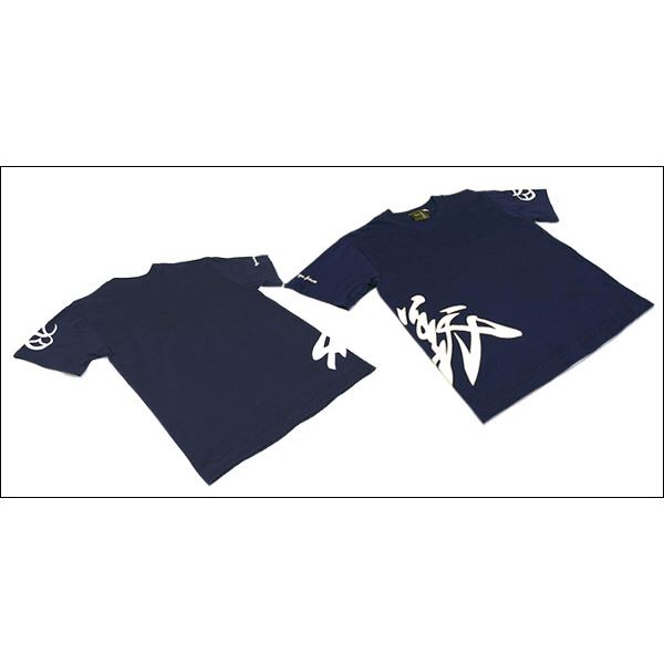 戦国武将Tシャツ 【直江兼続 義】 XSサイズ 半袖 綿100% ネイビー(紺) 〔Uネック おもしろ〕