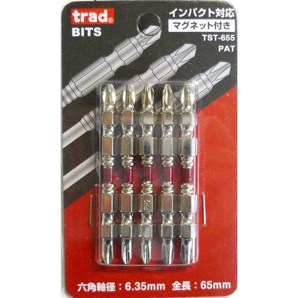 (業務用5セット) TRAD スリムトーションビット/先端工具 【5本入り×5セット】 ＋2×65mm TST-655 〔DIY用品/大工道具〕