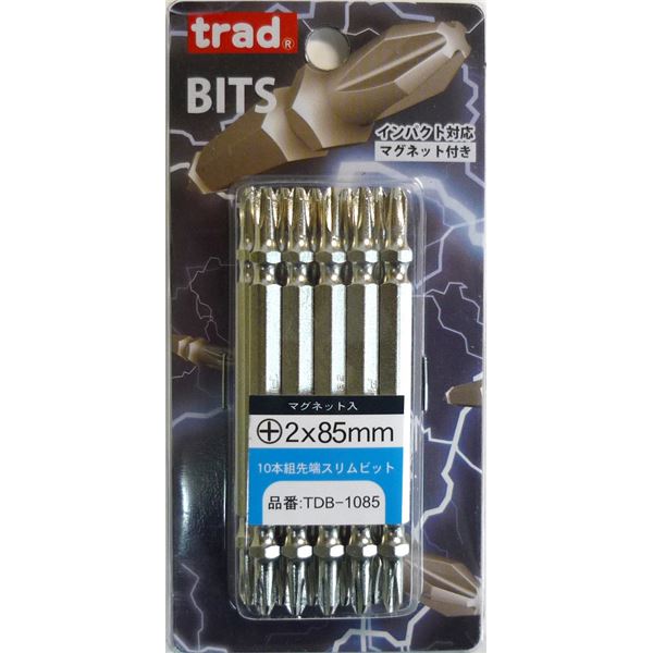 (業務用3セット) TRAD 先端スリムビット 【10本組×3セット】 ＋2×85ｍｍ インパクト対応 TDB-1085 〔DIY用品/大工道具〕