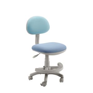 学習チェア（学習椅子/勉強椅子） ブルー   座面高44.3〜54.5cm 足置きリング/キャスター付き - 拡大画像