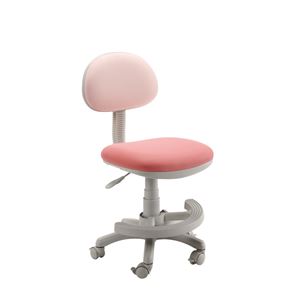 学習チェア（学習椅子/勉強椅子） ピンク   座面高44.3〜54.5cm 足置きリング/キャスター付き - 拡大画像