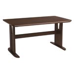 ダイニングテーブル/2本脚テーブル 【長方形 幅135cm】 木製 ブラッシング加工   ダークブラウン