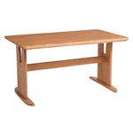 ダイニングテーブル/2本脚テーブル 【長方形 幅135cm】 木製 ブラッシング加工   ナチュラル