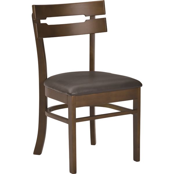 シンプル ダイニングチェア/食卓椅子 【ブラウン 2脚組】 幅42cm 木製 PVC 完成品 〔リビング 在宅ワーク テレワーク〕【代引不可】