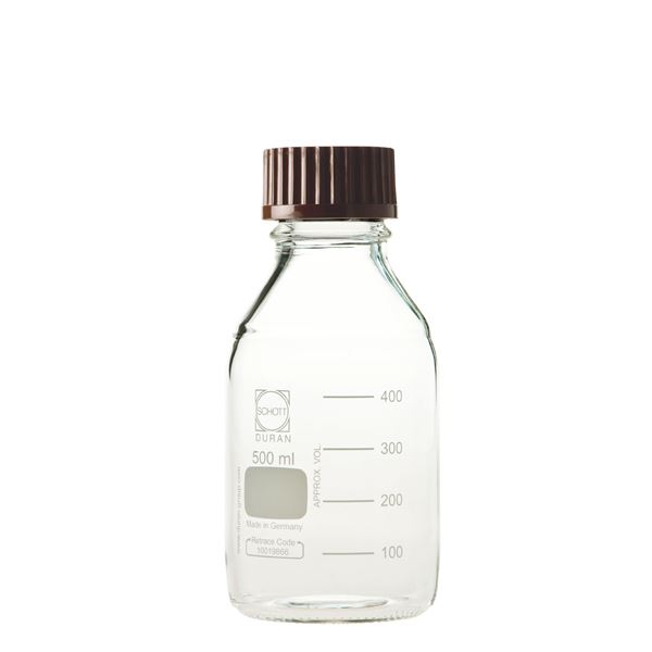 【柴田科学】ねじ口びん（メジュームびん） 赤キャップ付 500mL【10個】 017200-5001A