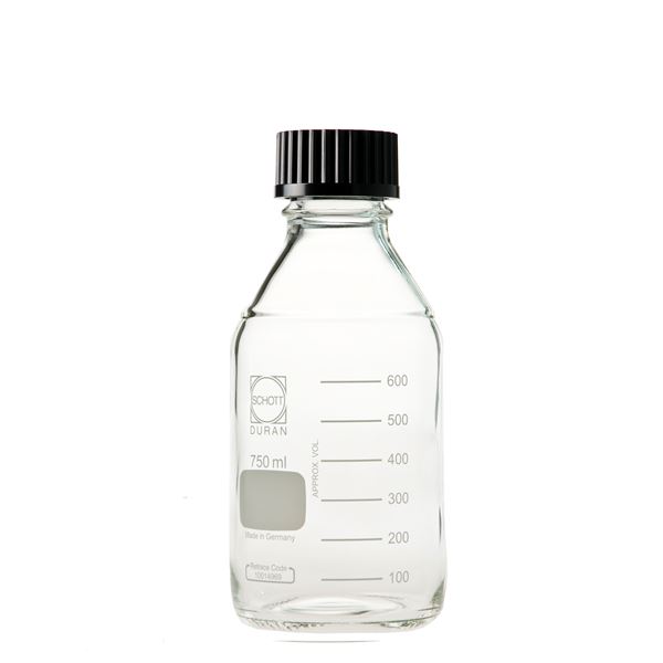 【柴田科学】ねじ口びん（メジュームびん） 黒キャップ付 750mL【10個】 017200-7502A