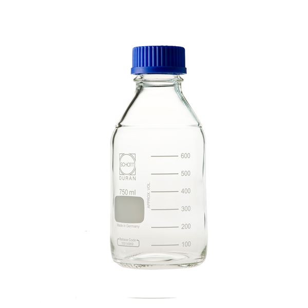 【柴田科学】ねじ口びん（メジュームびん） 青キャップ付 750mL【10個】 017200-750A