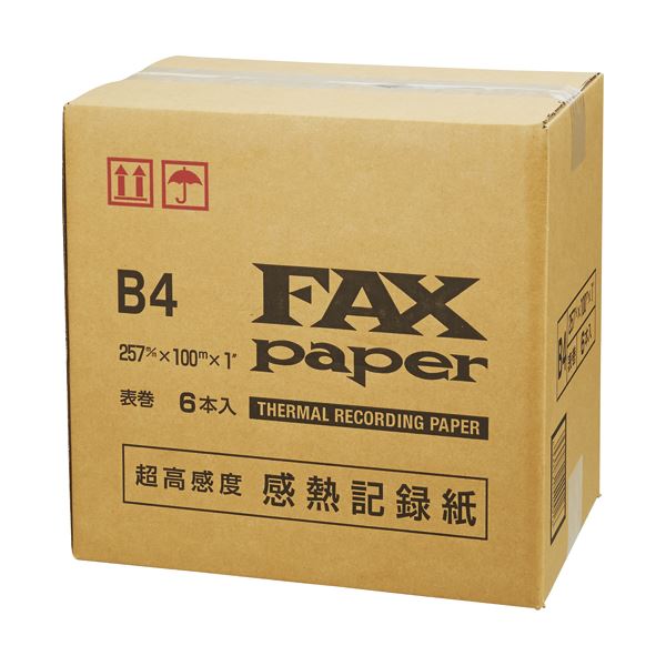 (まとめ）感熱FAXロール紙 B4幅257mm×長さ100m 芯内径1インチ 表発色 ON-5711 1箱(6本)【×3セット】