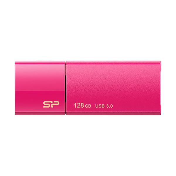 (まとめ）シリコンパワー USB3.0スライド式フラッシュメモリ 128GB ピンク SP128GBUF3B05V1H 1個【×3セット】