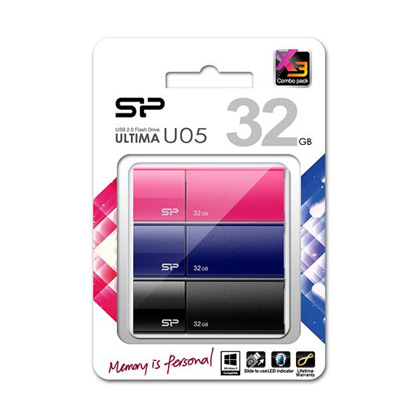 (まとめ）シリコンパワーUSB2.0フラッシュメモリ Ultima U05 32GB SP096GBUF2U05VCM1パック(3個)【×3セット】