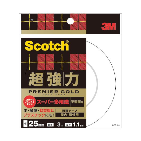 (まとめ）スコッチ 超強力両面テープ プレミアゴールド （スーパー多用途）25mm×3m 10巻【×3セット】