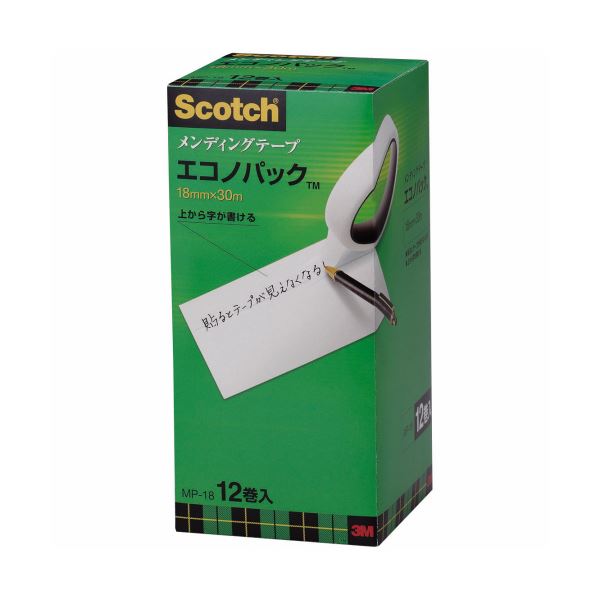 (まとめ）3M スコッチ メンディングテープエコノパック 大巻 18mm×30m 紙箱入 業務用パック MP-18 1パック（12巻）【×3セット】