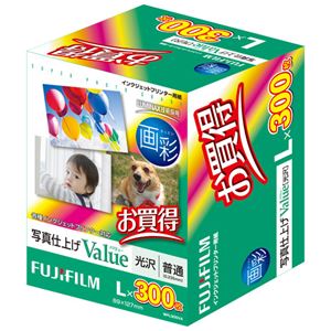 (まとめ) 富士フィルム FUJI 画彩 写真仕上げValue 光沢 L判 WPL300VA 1箱(300枚)  【×5セット】