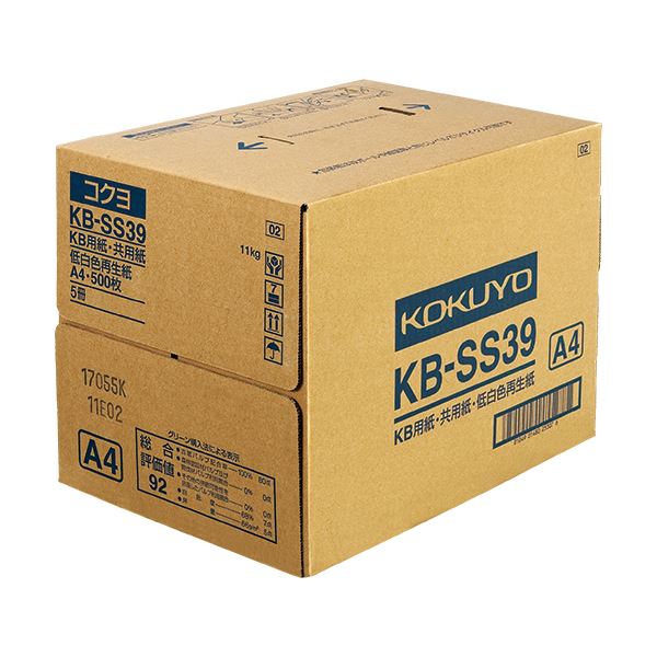 (まとめ) コクヨ KB用紙(共用紙)(低白色再生紙) A4 KB-SS39 1セット(2500枚：500枚×5冊)  【×5セット】