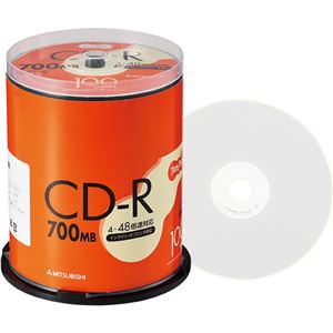 (まとめ) TANOSEE データ用CD-R 700MB ホワイトプリンターブル スピンドルケース SR80FP100T 1パック（100枚）  【×5セット】