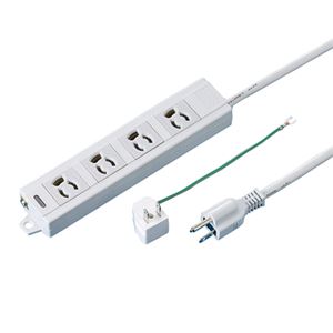 (まとめ) TANOSEE OAタップ 抜け止め 通電ランプ・マグネット付 3P・4個口 5.0m 1個  【×5セット】
