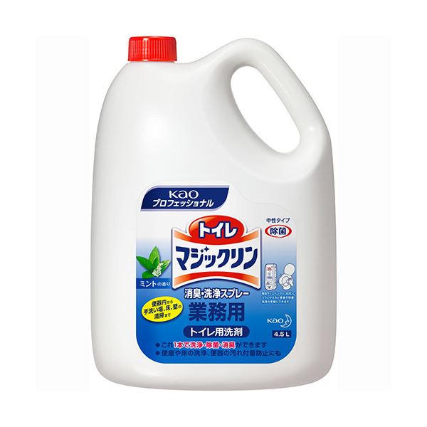 (まとめ) 花王 トイレマジックリン 消臭・洗浄スプレー ミントの香り 業務用 4.5L 1本  【×5セット】