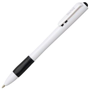(まとめ) TANOSEE ノック式油性ボールペン（グリップ付） 0.7mm 黒 （軸色 白） 1セット（100本：10本×10箱）  【×5セット】