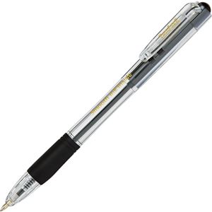 (まとめ) TANOSEE ノック式なめらかインク油性ボールペン（使い切りタイプ） グリップ付 0.7mm 黒 （軸色 クリア） 1セット（100本：10本×10パック）  【×5セット】