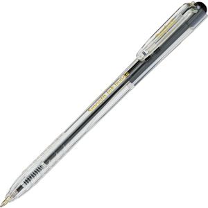 (まとめ) TANOSEE ノック式なめらかインク油性ボールペン（使い切りタイプ） 0.7mm 黒 （軸色 クリア） 1セット（100本：10本×10パック）  【×5セット】