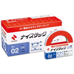 (まとめ) ニチバン ナイスタック 両面テープ はくり紙がはがしやすいタイプ ブンボックス 大巻 15mm×18m NWBB-DE15 1パック(10巻)  【×5セット】