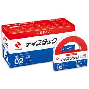 (まとめ) ニチバン ナイスタック 再生紙両面テープ ブンボックス 大巻 15mm×20m NWBB-15 1パック(10巻)  【×5セット】