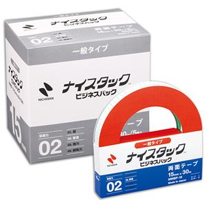 (まとめ) ニチバン ナイスタック 再生紙両面テープ ビジネスパック 大巻 15mm×30m NWBP-15 1パック(5巻)  【×5セット】