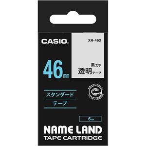 (まとめ) カシオ CASIO ネームランド NAME LAND スタンダードテープ 46mm×6m 透明／黒文字 XR-46X 1個  【×5セット】