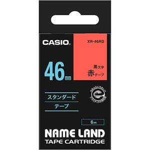 (まとめ) カシオ CASIO ネームランド NAME LAND スタンダードテープ 46mm×6m 赤／黒文字 XR-46RD 1個  【×5セット】