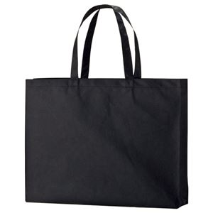(まとめ) TANOSEE 不織布バッグ 大 ヨコ530×タテ400×マチ幅120mm ブラック 1パック（10枚）  【×5セット】