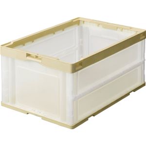 (まとめ) TANOSEE 折りたたみコンテナ 75L アイボリー／透明 1台  【×5セット】