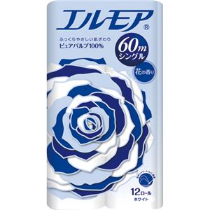 (まとめ) カミ商事 エルモア 花の香り シングル 芯あり 60m 1セット(96ロール：12ロール×8パック)  【×5セット】