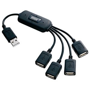 (まとめ) サンワサプライ ケーブルタイプ USB2.0ハブ 4ポート ブラック USB-HUB227BK 1個  【×5セット】