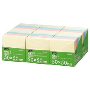 (まとめ) TANOSEE 粘着メモ＜ボリュームパック＞ 50×50mm 5色 1セット（30冊：5冊×6パック）  【×5セット】