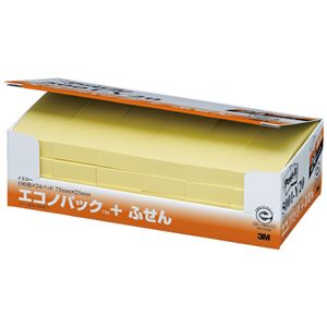 (まとめ) 3M ポストイット エコノパック ふせん 再生紙 75×25mm イエロー 5001-Y20 1パック（24冊）  【×5セット】