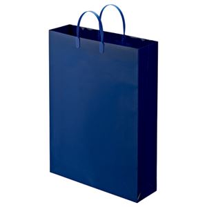 (まとめ) TANOSEE ラミネートバッグ 特大 ヨコ380×タテ510×マチ幅110mm 紺 1パック（10枚）  【×5セット】