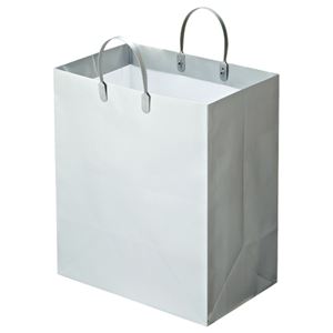 (まとめ) TANOSEE ラミネートバッグ マチ広 ヨコ350×タテ400×マチ幅220mm シルバー 1パック（10枚）  【×5セット】