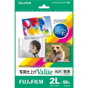 (まとめ) 富士フィルム FUJI 画彩 写真仕上げValue 光沢 2L判 WP2L55VA 1冊(55枚)  【×10セット】