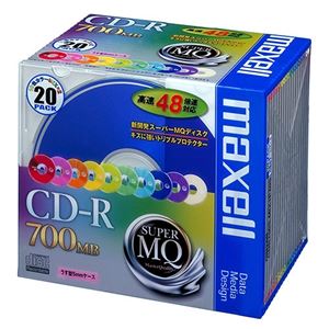 (まとめ) マクセル データ用CD-R 700MB 48倍速 10色カラーMIX 5mmスリムケース CDR700S.MIX1P20S 1パック(20枚：各色2枚)  【×10セット】