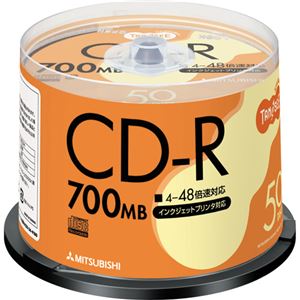 (まとめ) TANOSEE データ用CD-R 700MB 48倍速 ホワイトプリンターブル スピンドルケース SR80FP50T 1パック（50枚）  【×10セット】