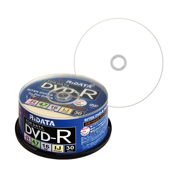 (まとめ) RiDATA データ用DVD-R4.7GB 1-16倍速 ホワイトワイドプリンタブル スピンドルケース D-R16X47G.PW30SP B1パック(30枚)  【×10セット】