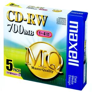 (まとめ) マクセル データ用CD-RW 700MB 4倍速 ブランドシルバー 5mmスリムケース CDRW80MQ.S1P5S 1パック(5枚)  【×10セット】