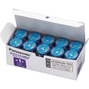 (まとめ) パナソニック アルカリ乾電池EVOLTAネオ 単1形 LR20NJN/10S 1箱(10本) 【×10セット】